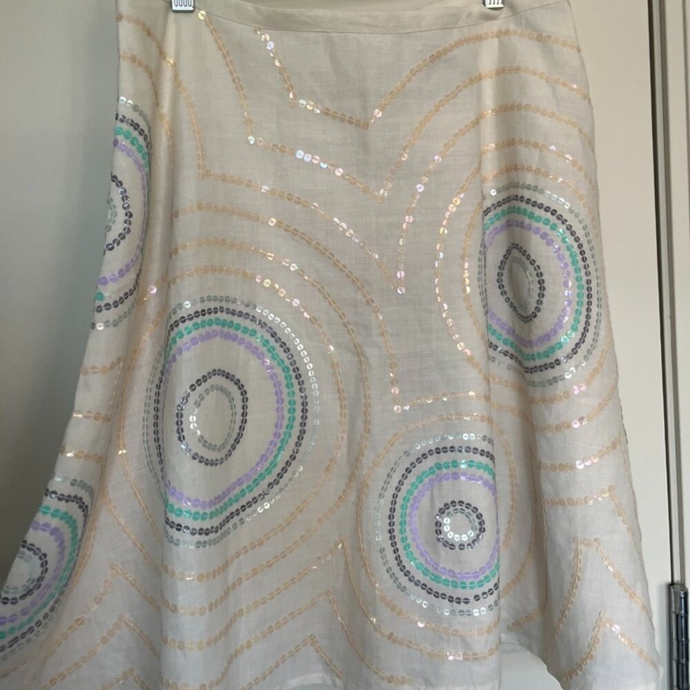 French Connection Linen Sequin Circle Skirt